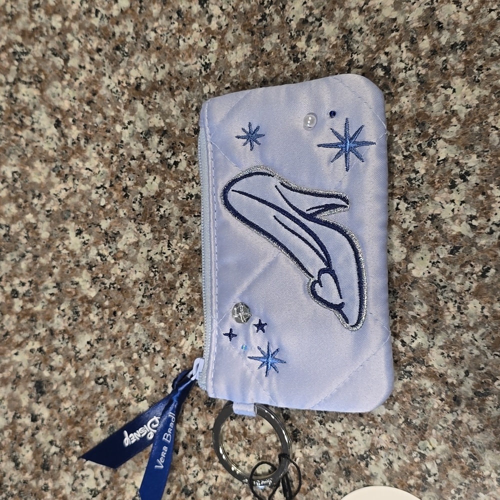 NWT Vera Bradley Disney Cinderella glass slipper zip ID case keyring💙coin purse